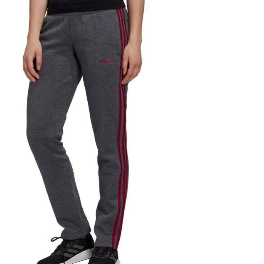 Womens Adidas Sweatpants X-Large Fleece Gray Elastic Waist 2 Pkt Straight Casual